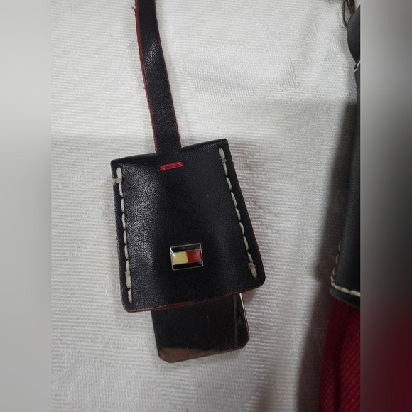 VINTAGE Tommy Hilfiger Red Canvas Hobo Bag | Y2K Sporty Chic - Picture 7 of 10